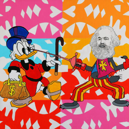Karl Nu Pagadi Marx defeats Dagobert Walt Disneytop capitalist in the fairy tale