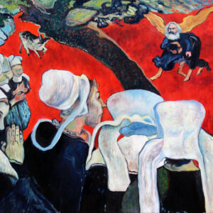 Vision after preaching: Marx does not let Jacob to heaven because he says it does not exist in Gauguin's studio